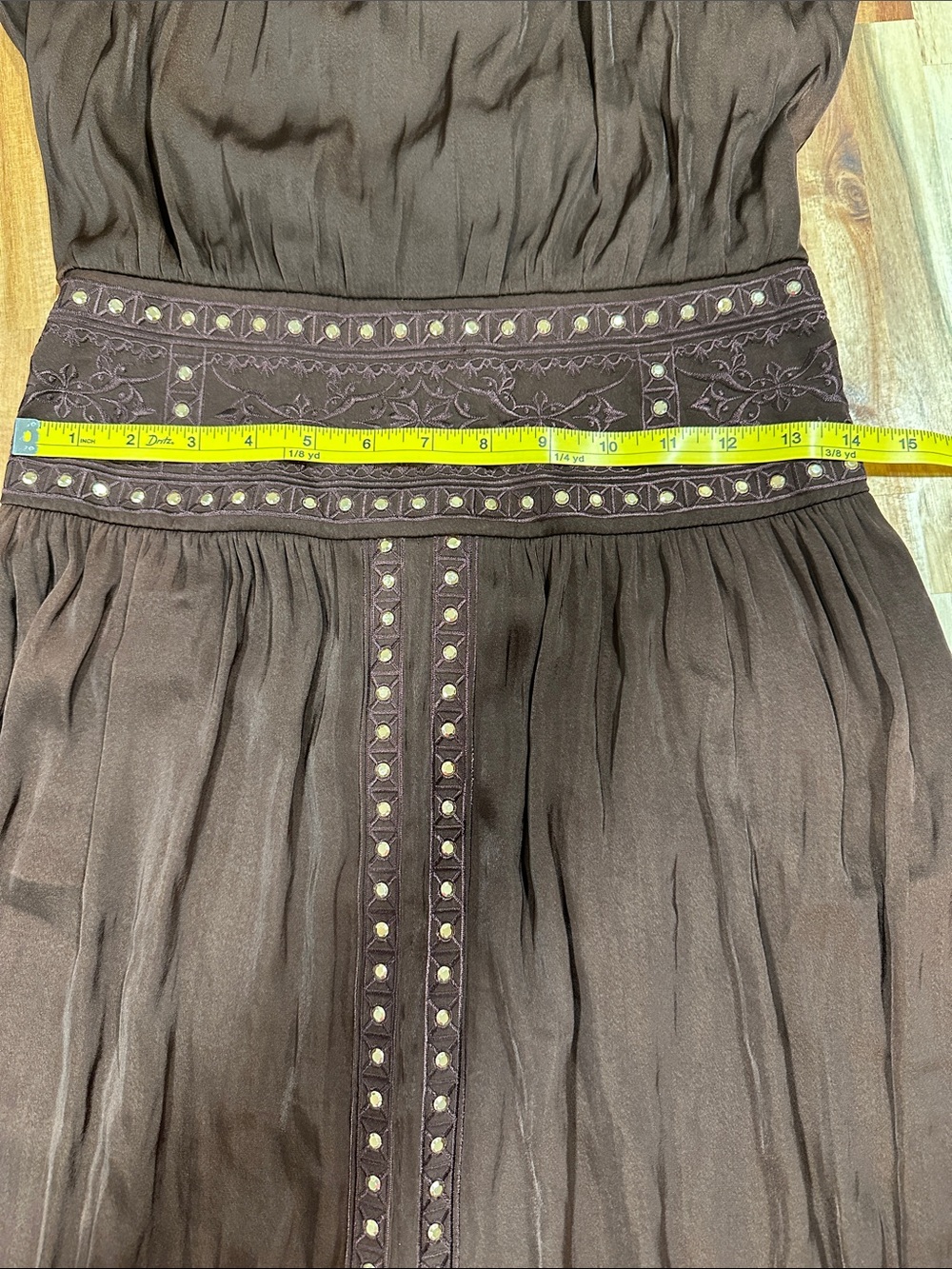White House Black Market Brown Stud-Trim High-Low Dress 485 - Picture 8 of 11